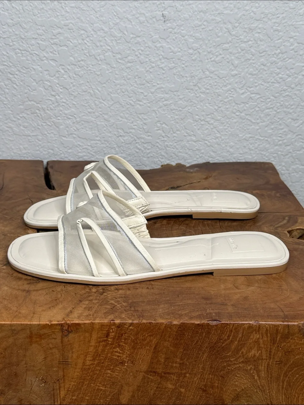 DOLCE VITA FLORI MESH OFF WHITE SLIDE SANDALS NWOT MINIMALIST RESORT CHIC SIZE 8